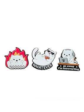 Cat-itude Cat Enamel Pins - 3-pack